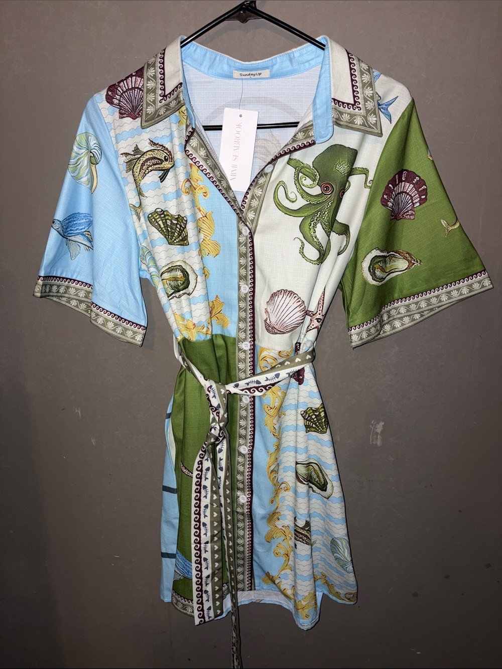 Sunday Seaside Shirt Dress - Blue & Green